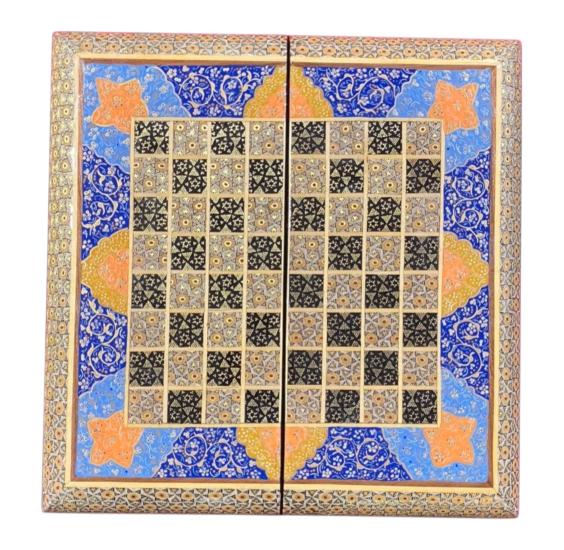 İran’ın El İşlemesi Hatem ve Minyatür Tavla ve Satranç - 30x30 CM