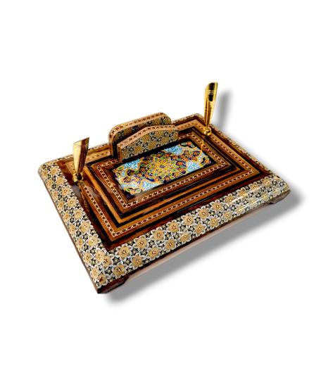 Khatam Desktop Luxury Pen Holder (Handicraft of Iran) Size: (15 x 20) cm