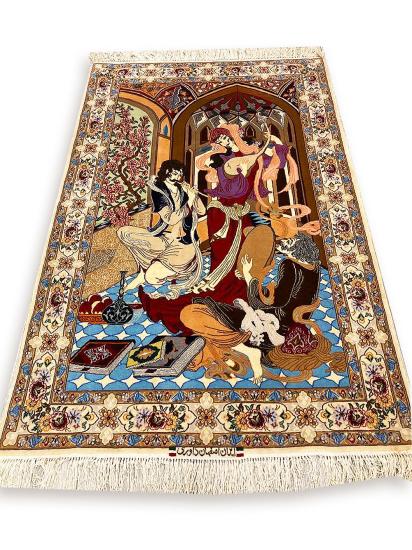 İran’ın El Dokuma Atkı ipek İsfahan Halısı (95 x 150) cm