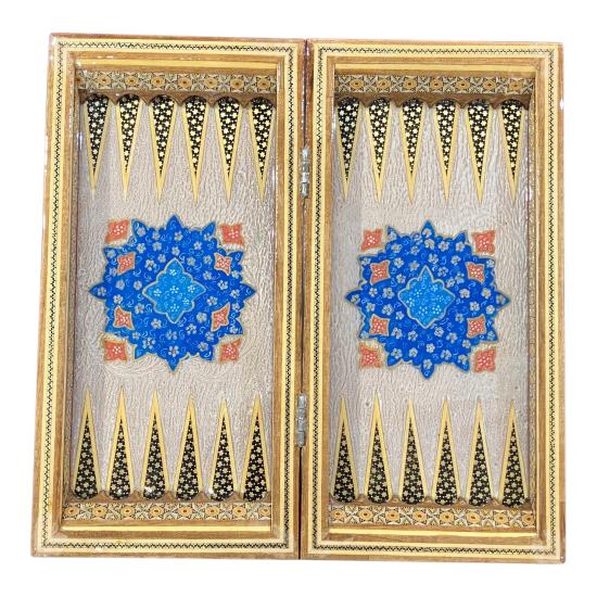İran’ın El İşlemesi Hatem ve Minyatür Tavla ve Satranç - 30x30 CM