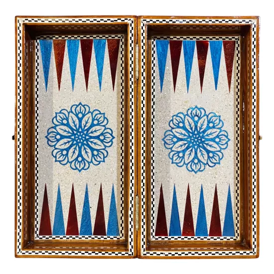 Mısır Sadaf İşlemeli Tavla & Satranç Takımı | 40x40 cm