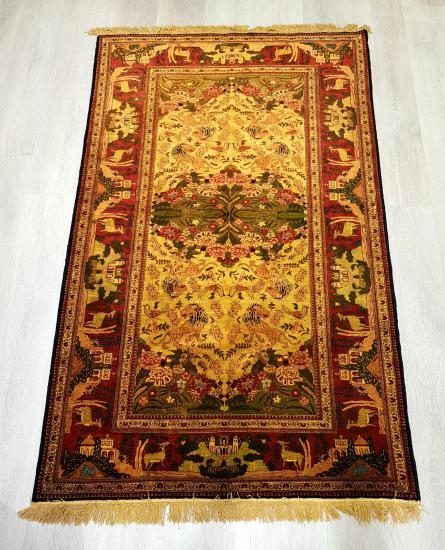 Hand Woven Iran’s Khorasan Silk Carpet Size: (102 x 165) cm