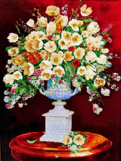 Iranian Handmade Tableau Rug (Flowers in vase) 57cm x 79 cm