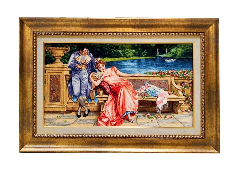 İran El Dokuması Tablo Halı (Sevgi) Ebat: ( 79 x 44 cm)