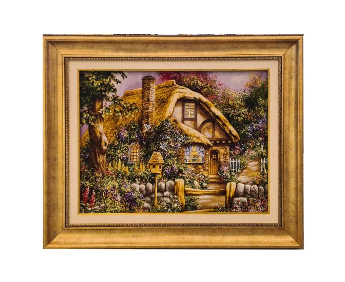 İran El Dokuması Tablo Halı -Manzara Külübe (56 x 74) cm