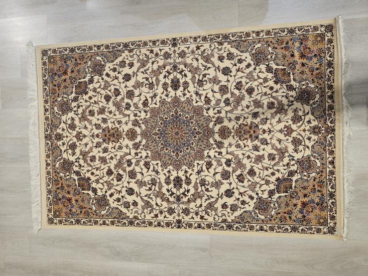 120×180 Makina İpek Halısı | Klasik İsfahan Deseni | EBRISEM Gallery