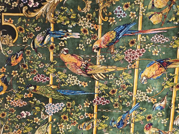 150×225 Makina İpek Halısı | Kuş ve Çiçek Deseni (Gol-o-Morgh) | EBRISEM Gallery