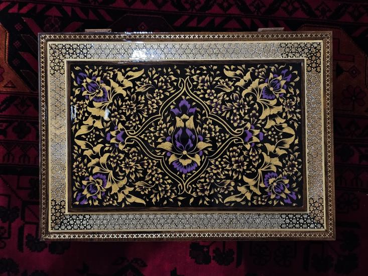 İran Hâtem İşlemeli Mücevher Kutusu | El Sanatı Lüks Takı Kutusu