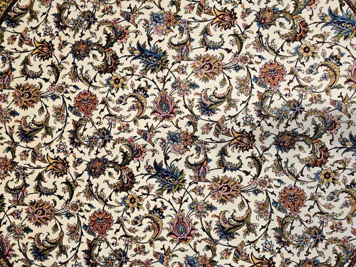 EBRISEM Gallery | Yuvarlak Klasik Çiçek Desenli Makina Halısı | 150 cm