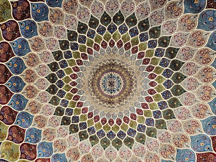 EBRISEM Gallery | Çok Renkli Medalyon Desenli Makina Halısı | 225×150 cm
