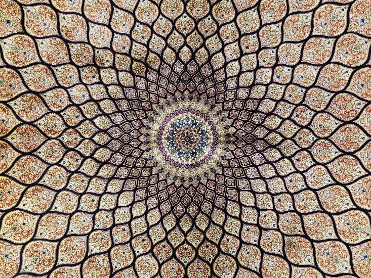 EBRISEM Gallery | İpek Görünümlü Makine Halısı | 200×300 cm | Radyal Madalyon
