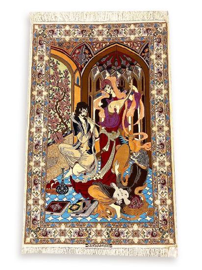 İran’ın El Dokuma Atkı ipek İsfahan Halısı (95 x 150) cm