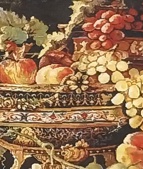 İran El Dokuması Tablo Halı (Meyve Masası) (61 x 100) cm