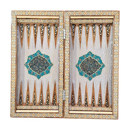 İran’ın El İşlemesi Hatem ve Minyatür Tavla ve Satranç - 30x30 CM