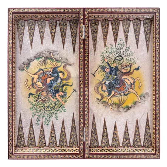 İran’ın El İşlemesi Hatem ve Minyatür Tavla ve Satranç - 60x60 CM