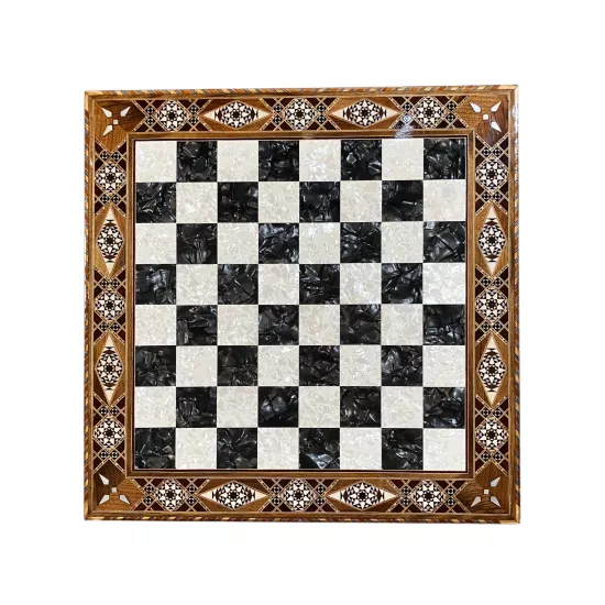 Sadaf İşlemeli Çekmeceli Satranç | 50x50 cm El Sanatı | Ebrisem Gallery
