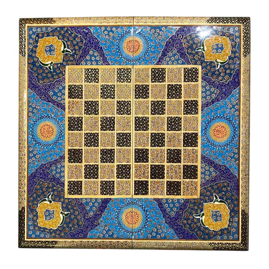 İran’ın El İşlemesi Hatem ve Minyatür Tavla ve Satranç - 50x50 CM