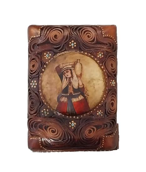 Iranian Handmade Leather Card Box (13.5cm x 9.5 cm)