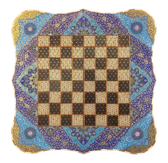 İran’ın El İşlemesi Hatem ve Minyatür Tavla ve Satranç - 60x60 CM (Dalbor)
