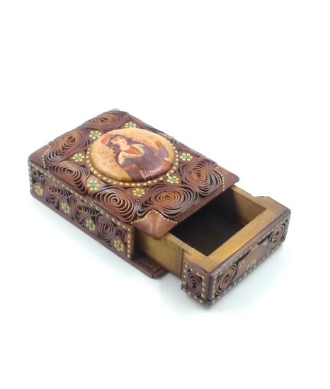Deri El İşlemesi Kart Kutusu (13.5cm x 9.5 cm)