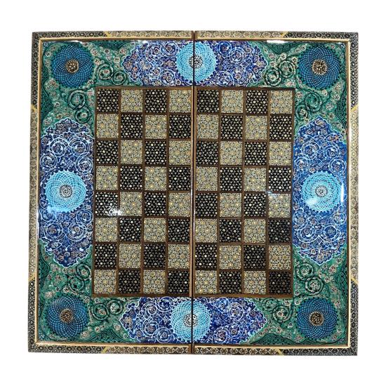 İran’ın El İşlemesi Hatem ve Minyatür Tavla ve Satranç - 50x50 CM
