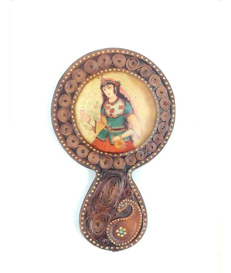 Iranian Handmade Leather Mirror (18cm x 11 cm)