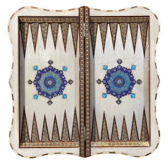İran’ın El İşlemesi Hatem ve Minyatür Tavla ve Satranç - 60x60 CM (Dalbor)