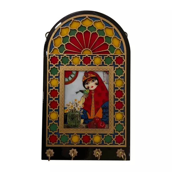 EBRISEM Gallery | Handmade Wall Key Holder | 15×25 cm | Traditional Illustration
