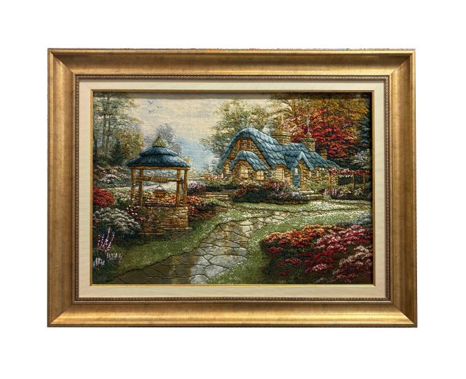 İran El Dokuması Tablo Halı (Köy Manzarası)