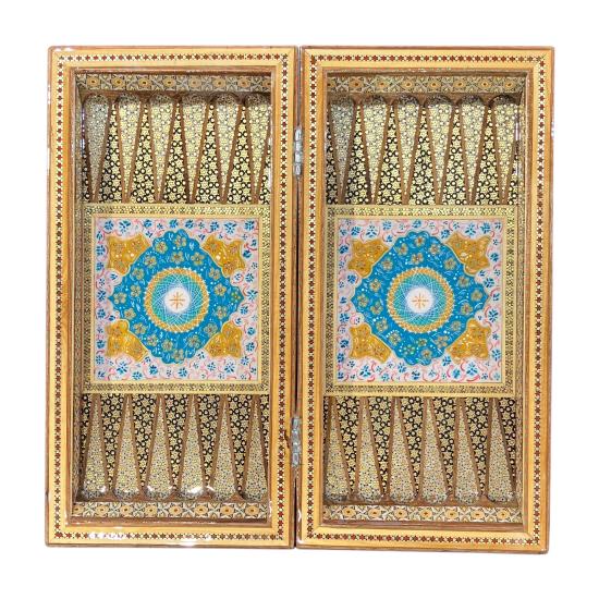 İran’ın El İşlemesi Hatem ve Minyatür Tavla ve Satranç - 30x30 CM