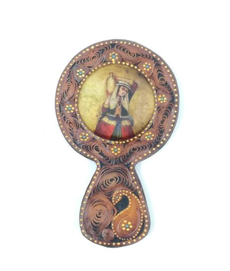 Iranian Handmade Leather Mirror (18cm x 11 cm)