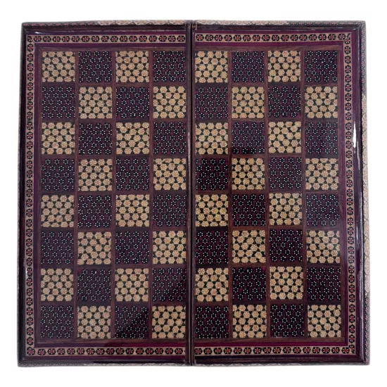 İran’ın El İşlemesi Hatem ve Minyatür Tavla ve Satranç - 30x30 CM