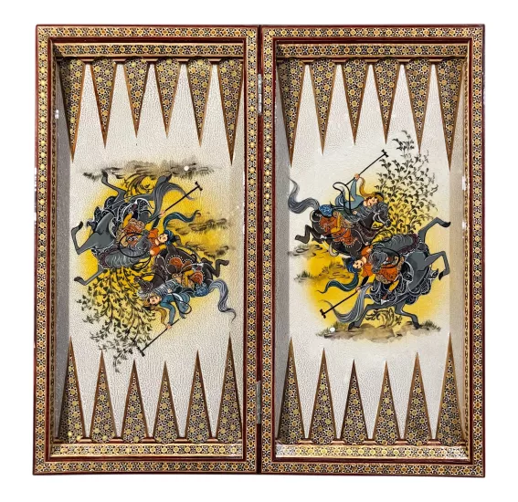 İran’ın El İşlemesi Hatem ve Minyatür Tavla ve Satranç - 60x60 CM