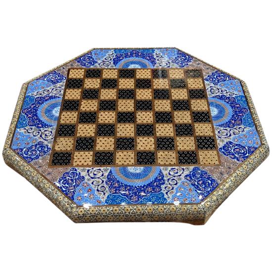 İran’ın El İşlemesi Hatem Mine Kombinli Satranç - 8 Köşeli 40x40 CM