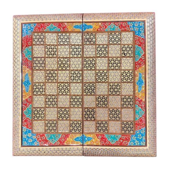 İran’ın El İşlemesi Hatem ve Minyatür Tavla ve Satranç - 30x30 CM