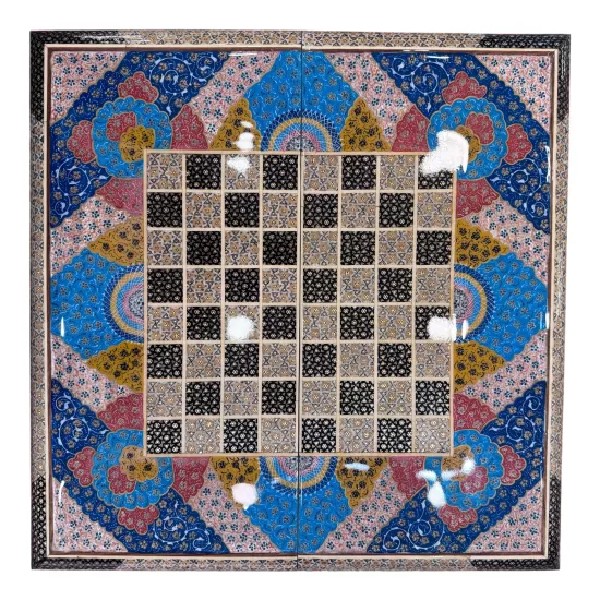İran’ın El İşlemesi Hatem ve Minyatür Tavla ve Satranç - 50x50 CM
