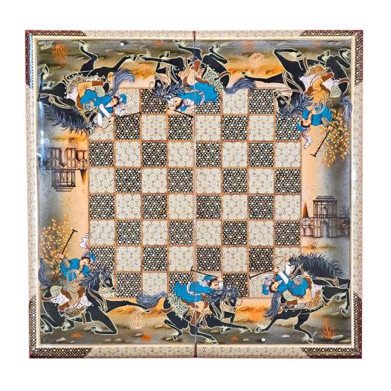 İran’ın El İşlemesi Hatem ve Minyatür Tavla ve Satranç - 60x60 CM