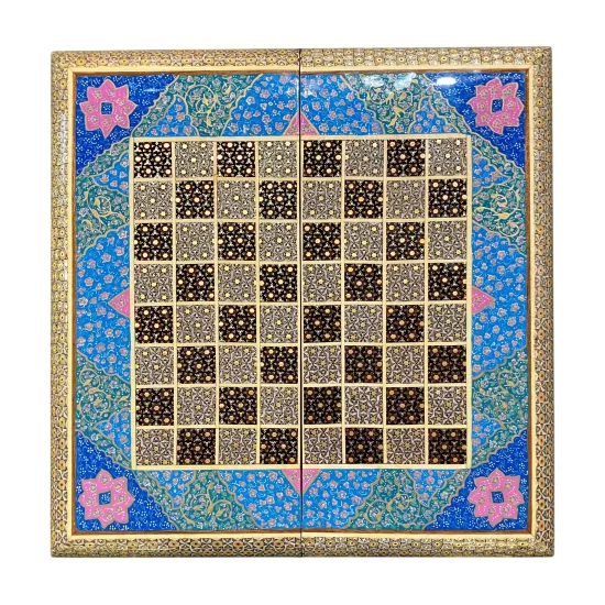 İran’ın El İşlemesi Hatem ve Minyatür Tavla ve Satranç - 40x40 CM