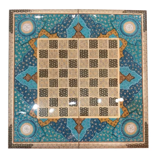 İran’ın El İşlemesi Hatem ve Minyatür Tavla ve Satranç - 50x50 CM