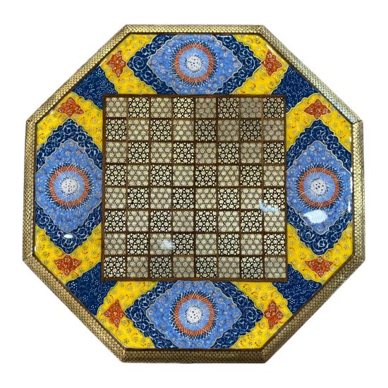 İran’ın El İşlemesi Hatem Mine Kombinli Satranç - 8 Köşeli 40x40 CM
