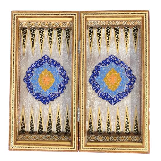 İran’ın El İşlemesi Hatem ve Minyatür Tavla ve Satranç - 30x30 CM