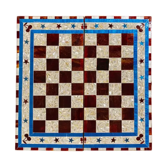 Mısır Sadaf İşlemeli Tavla & Satranç Takımı | 40x40 cm