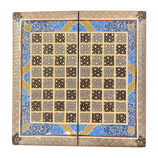 İran’ın El İşlemesi Hatem ve Minyatür Tavla ve Satranç - 30x30 CM