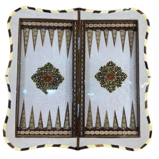 İran’ın El İşlemesi Hatem ve Minyatür Tavla ve Satranç - 50x50 CM (Dalbor)