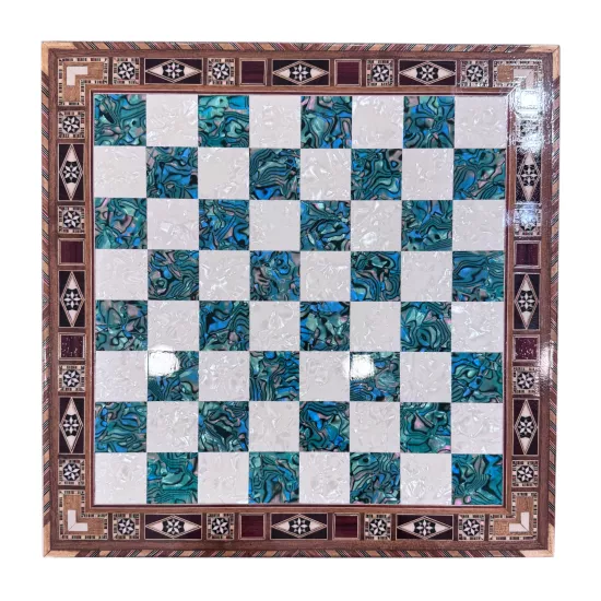 Sadaf İşlemeli Kapaklı Satranç | 37x37 cm El Sanatı | Ebrisem Gallery