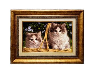 İran El Dokuması Tablo Halı (iki kedi)