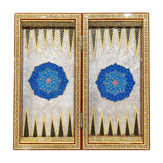 İran’ın El İşlemesi Hatem ve Minyatür Tavla ve Satranç - 40x40 CM