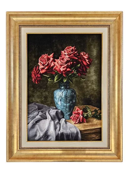 EBRISEM | Roz Çiçeği El Dokuma İran Tablo Halısı 50x73 cm