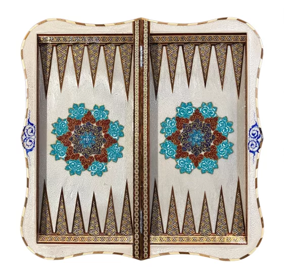 İran’ın El İşlemesi Hatem ve Minyatür Tavla ve Satranç - 60x60 CM (Dalbor)