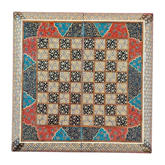 İran’ın El İşlemesi Hatem ve Minyatür Tavla ve Satranç - 30x30 CM